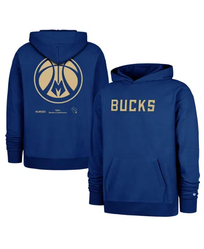 47 Brand Men's Royal Milwaukee Bucks 2024/25 City Edition Double Crossover Foundation Pullover Hoodie