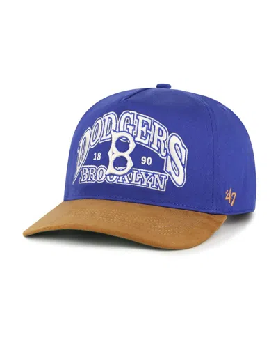 47 Brand Men's Royal/brown Brooklyn Dodgers Cooperstown Break Wood Suede Hitch Adjustable Hat In Blue