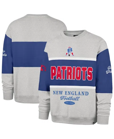 47 Brand Men's Royal/heather Gray New England Patriots Blockfield Maximalist Sweatshirt