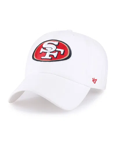 47 Brand Men's San Francisco 49ers Clean Up Adjustable Unstructured-relaxed Fit Cotton Baseball Cap In White