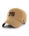 47 Brand Men's Tan Philadelphia 76ers Ballpark Clean Up Adjustable Hat In Tan