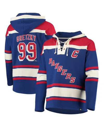 47 Brand Men's Wayne Gretzky Blue New York Rangers Retired Player Name And Number Lacer Pullover Hoodie