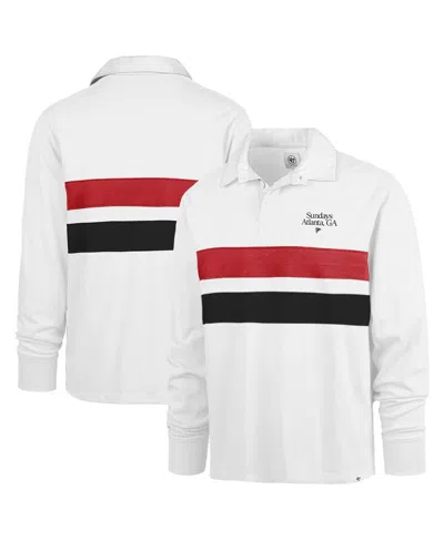 47 Brand Men's White Atlanta Falcons Sundays Clubhouse Knox Thames Long Sleeve Rugby Polo Shirt