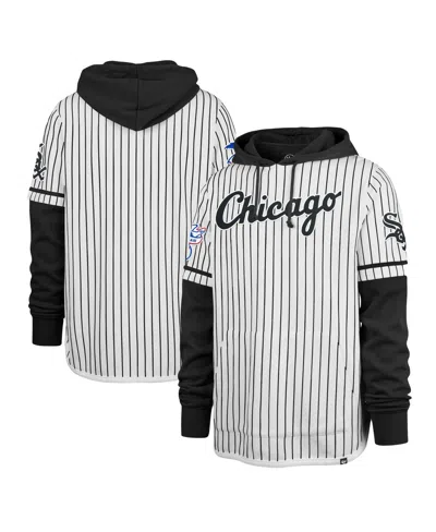 47 Brand Men's White Chicago White Sox Pinstripe Double Header Pullover Hoodie