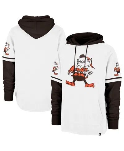 47 Brand Men's White Cleveland Browns Throwback Shortstop Pullover Hoodie