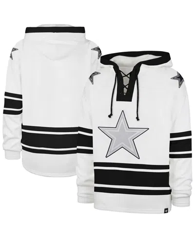 47 Brand Men's White Dallas Cowboys After Image Superior Lacer Pullover Hoodie