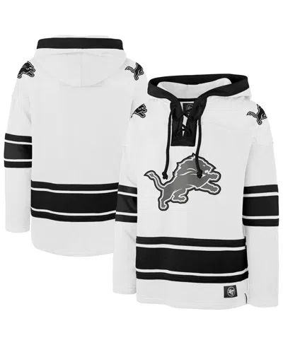 47 Brand Men's White Detroit Lions After Image Superior Lacer Pullover Hoodie