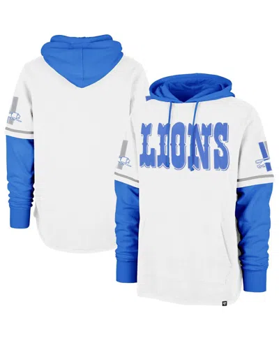47 Brand Men's White Detroit Lions Throwback Shortstop Pullover Hoodie