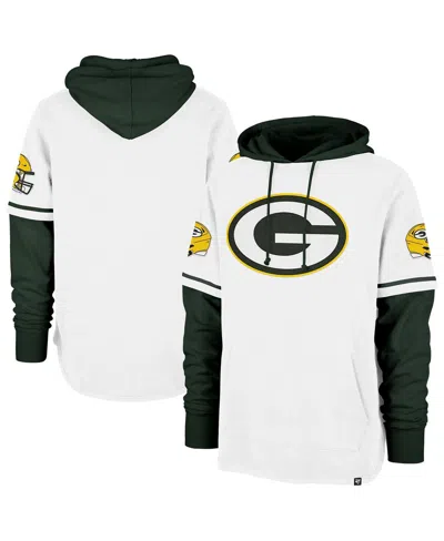 47 Brand Men's White Green Bay Packers Trifecta Shorts Sweatshirt Pullover Hoodie