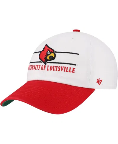 47 Brand Men's White Louisville Cardinals Gridiron Clean Up Adjustable Hat