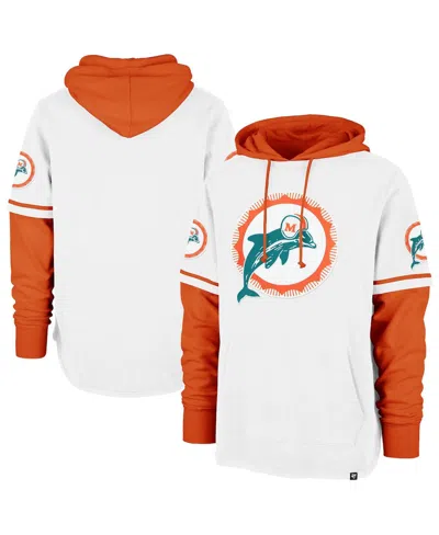47 Brand Men's White Miami Dolphins Throwback Shortstop Pullover Hoodie