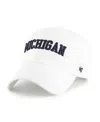 47 Brand Men's White Michigan Wolverines Clean Up Adjustable Hat