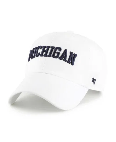 47 Brand Men's White Michigan Wolverines Clean Up Adjustable Hat