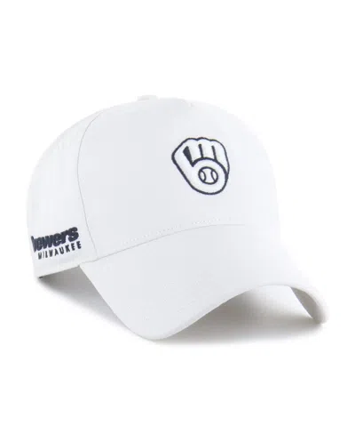 47 Brand Men's White Milwaukee Brewers Foundational Pinch Offside Adjustable Hat