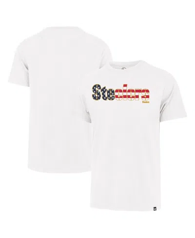47 Brand Men's White Pittsburgh Steelers Flag Script Franklin T-shirt