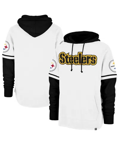 47 Brand Men's White Pittsburgh Steelers Trifecta Shortstop Pullover Hoodie In Multi