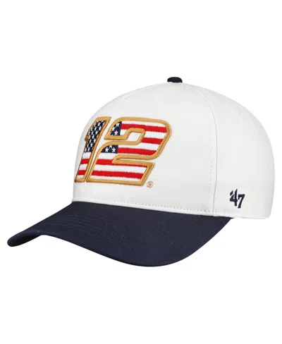 47 Brand Men's White Ryan Blaney Flag Fill Two-tone Team Adjustable Hitch Hat In Multi