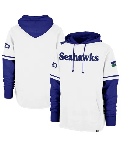 47 Brand Men's White Seattle Seahawks Throwback Shortstop Pullover Hoodie