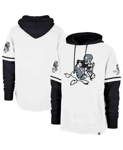 47 Brand Men's White/black Dallas Cowboys Throwback Shortstop Pullover Hoodie In White,black