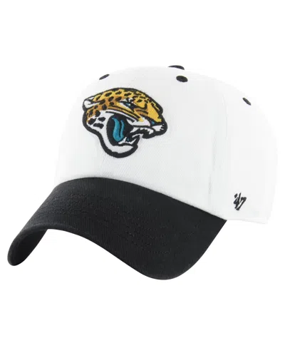 47 Brand Men's White/black Jacksonville Jaguars Double Header Diamond Clean Up Adjustable Hat In White,black