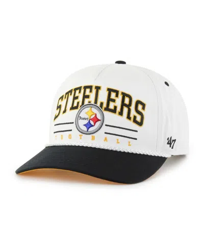 47 Brand Men's White/black Pittsburgh Steelers Roscoe Two-toned Hitch Adjustable Hat In Multi