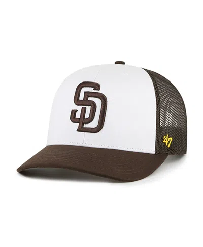 47 Brand Men's White/brown San Diego Padres Freshman Trucker Adjustable Hat In White,brown