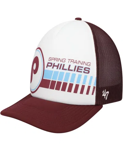 47 Brand Men's White/maroon Philadelphia Phillies 2024 Spring Training Foam Trucker Adjustable Hat