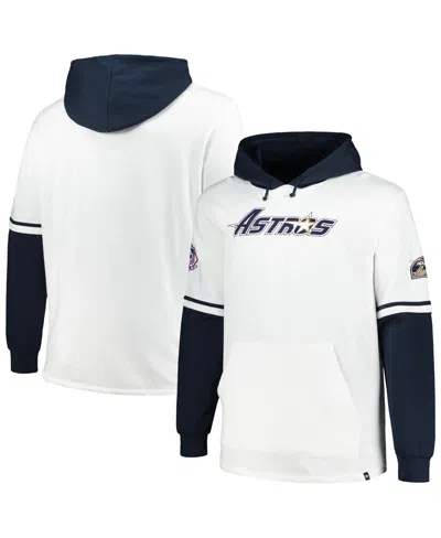 47 Brand Men's White/navy Houston Astros Big Tall Trifecta Shortstop Pullover Hoodie