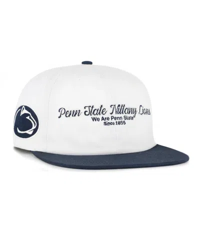 47 Brand Men's White/navy Penn State Nittany Lions Script Stack Relaxed Captain Adjustable Hat In White,navy