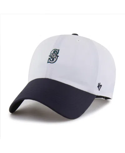 47 Brand Men's White/navy Seattle Mariners Vista Mini Clean Up Brrrâ° Adjustable Hat