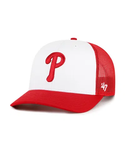 47 Brand Men's White/red Philadelphia Phillies Freshman Trucker Adjustable Hat