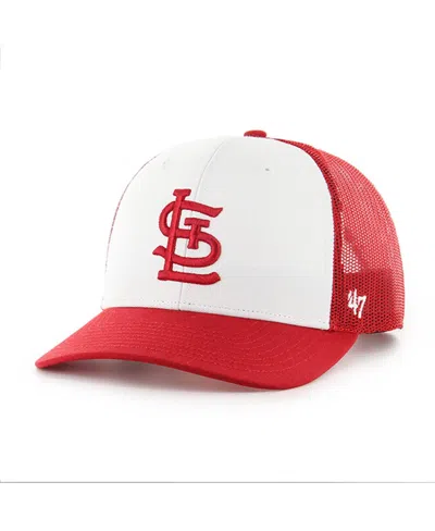 47 Brand Men's White/red St. Louis Cardinals Freshman Trucker Adjustable Hat In White,red