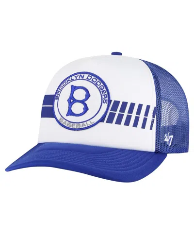 47 Brand Men's White/royal Brooklyn Dodgers Cooperstown Collection Pack Express Trucker Adjustable Hat