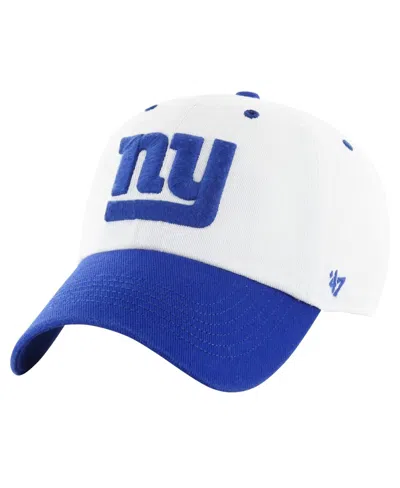 47 Brand Men's White/royal New York Giants Double Header Diamond Clean Up Adjustable Hat In White Roya