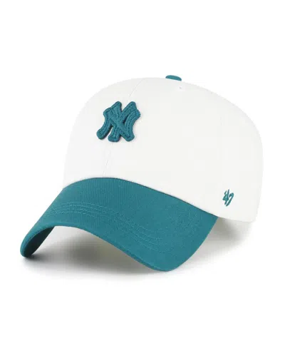 47 Brand Men's White/teal New York Yankees Contemporary Tonal Clean Up Adjustable Hat In Multi