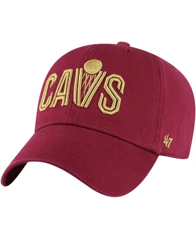 47 Brand Men's Wine Cleveland Cavaliers Core Wordmark Clean Up Adjustable Hat In Pink
