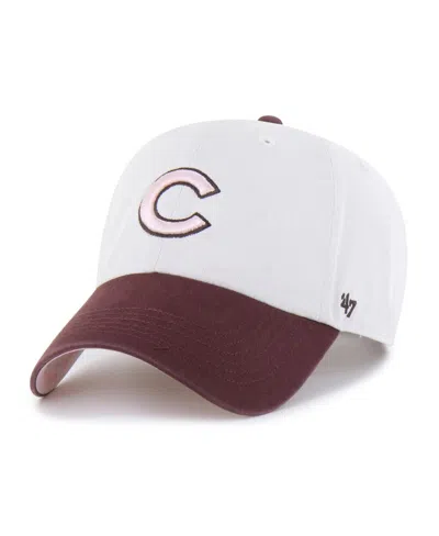 47 Brand Men's Women's Stone/burgundy Chicago Cubs Love Letter Clean Up Adjustable Hat In Pattern