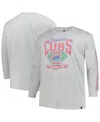 47 Brand Men'sâ Gray Chicago Cubs Big Tall Distressed Franklin Long Sleeve T-shirt In White