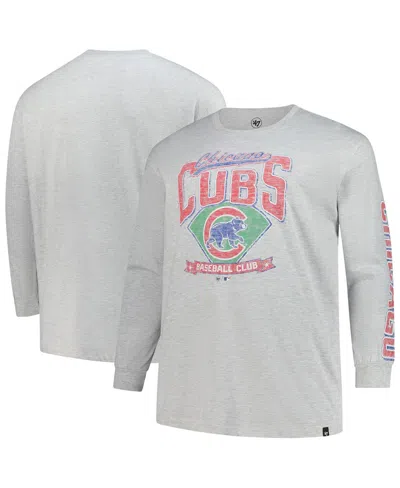 47 Brand Men'sâ Gray Chicago Cubs Big Tall Distressed Franklin Long Sleeve T-shirt In White