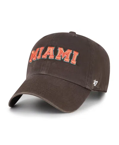47 Brand Miami Hurricanes Adjustable Cotton-twill Baseball Cap In Brown