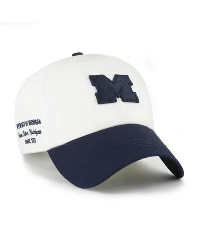47 Brand Michigan Wolverines Two Tone Adjustable Clean Up Baseball Cap In White