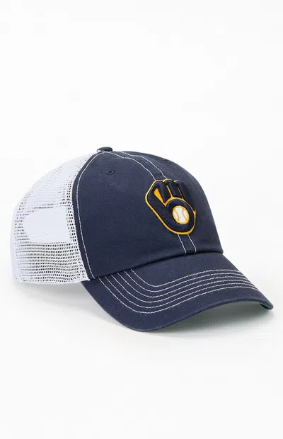 47 Brand Milwaukee Brewers Trucker Hat In Navy In Blue