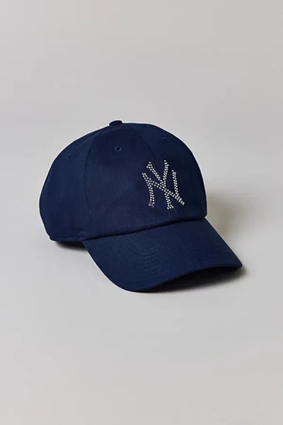 47 Brand Mlb New York Yankees Rhinestone Logo Hat In Navy, Women's At Urban Outfitters In Blue