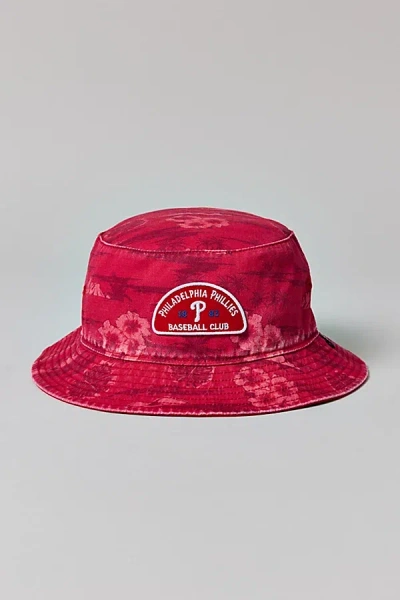 47 Brand Mlb Philadelphia Phillies Floral Pattern Bucket Hat In Red, Men's At Urban Outfitters In Pink
