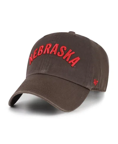 47 Brand Nebraska Huskers Adjustable Vault Baseball Cap In Brown