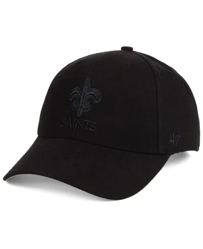 47 Brand New Orleans Saints Black & Black Mvp Strapback Cap In Black,black