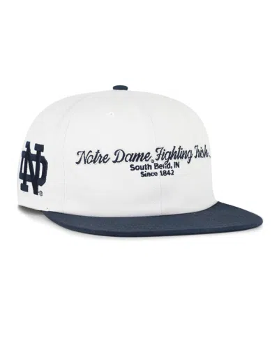 47 Brand Notre Dame Fighting Irish Script Stack Captain Flat-bill Adjustable Cap In White,navy
