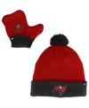 47 Brand Infant Boys And Girls ' Red, Pewter Tampa Bay Buccaneers Bam Bam Cuffed Knit Hat With Pom An In Red,pewter