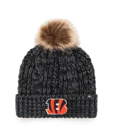 47 Brand Women's ' Black Cincinnati Bengals Logo Meeko Cuffed Knit Hat With Pom