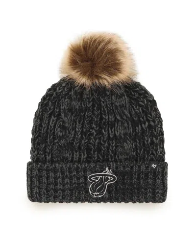 47 Brand Women's ' Black Miami Heat Meeko Cuffed Knit Hat With Pom